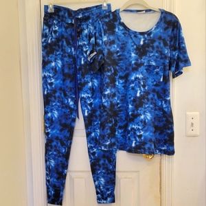 EUC - Shirley & Stone - Blue Tie-Dye Pajama Set - Woman's Size XS